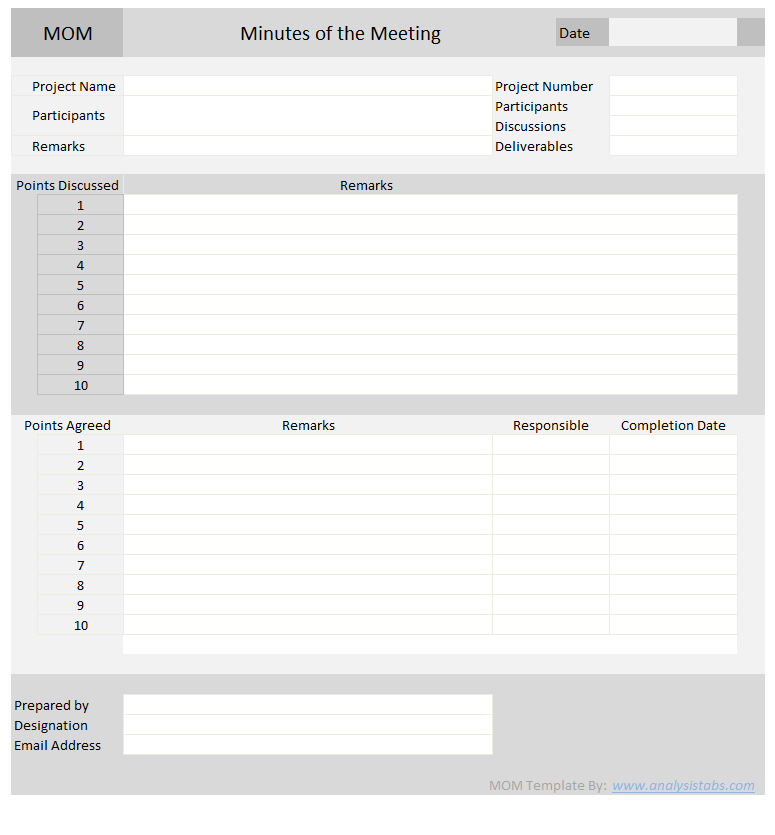 Contoh Minutes of Meeting Excel