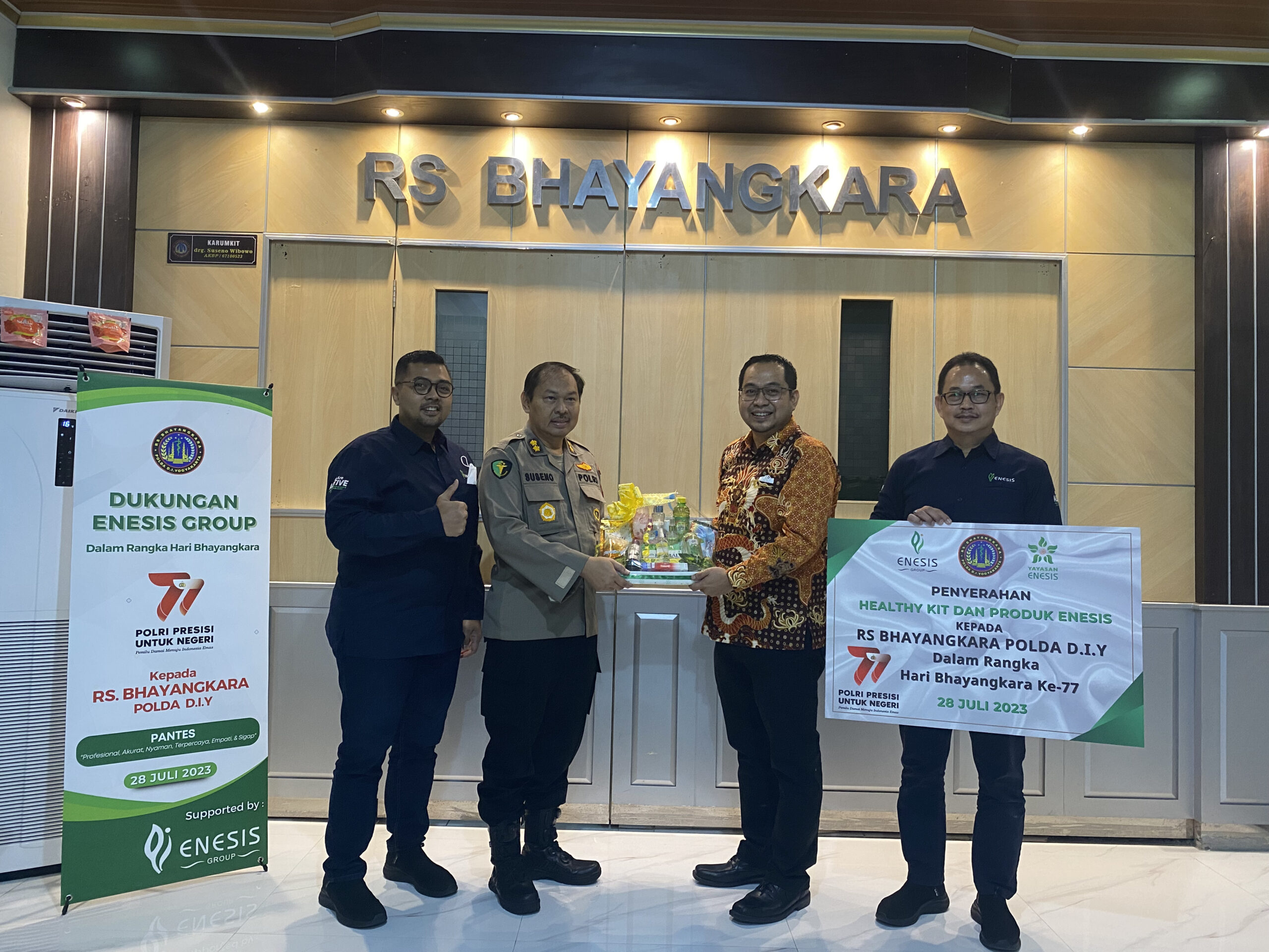 Taking Part of Bhayangkara Anniversary, ENESIS GROUP Distributes Health Products at Bhayangkara Hospital DIY